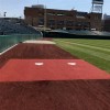 clay colored baseball turf on home plate practice area