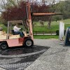 Forklift lifting materials driving on Gmats Ground Protection Mat 