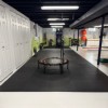home fitness in basement with foam floor mats 