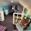 deep brown wood grain foam tiles in attic exercise room
