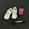 Interlocking Rubber Floor Tiles Gmats with light gray flecks with tennis shoes, water bottle and dumbbell