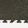 Red and tan interlocks close up Rubber Tile Interlocking Sport 10% Red 3/8 Inch x 2x2 Ft.