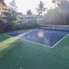 Backyard Pickleball Court Kit with Lines 30x60 Ft. showoing outer edge fastened down
