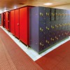 mulberry red Heronrib Wet Area Safety Matting in locker room