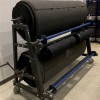 GymPro EcoRoll Carpet EZ-Roll Storage Rack 7,200 SF Capacity end view with handle