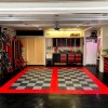 RaceDeck Diamond Garage Floor Tile 1/2 Inch x 1x1 Ft. two stall garage in alloy, black and red