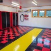 RaceDeck Diamond TuffShield Garage Floor Tile 1/2 Inch x 1x1 Ft. black, red and yellow in two car garage