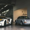 Auto show display with RaceDeck Oak Garage Floor Tiles 1/2 Inch x 18x18 Inches