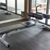 Weight bench on color fleck rolled rubber