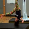 Aerial Silk Crash Mat with Athlete Upside Down