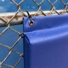 Safety Folding Backstop Pad 2 Inch x 4x10 Ft. chain link closeup with zip ties