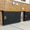 Safety CourtQuiet Impact Wall Pad 2 Inch x 4x6 Ft. Lip TB Night Sky installed in school gym