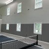 Safety CourtQuiet Impact Wall Pad 2 Inch x 4x6 Ft. Lip TB Gray Stone home court install with net