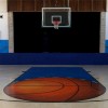 Under basketball hoop in Royal Blue Safety Stage Pads - Hook and Loop Top Return 12-24 Inch W x 48-60 Inch ID