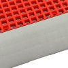 Close up of DunkStar BaseCourt Outdoor Corner Edge Borders Gray 5/8 In x 2 Inches Wide and bright red tile
