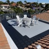 outdoor rooftop patio using staylock interlocking tiles black and gray