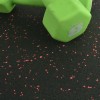 Rubber Tile Interlocking 2x2 Ft 1/4 Inch 10% Color Stocked Pacific red closeup with green dumbbell