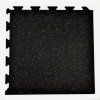 interlocking rubber tile with two straight edge borders connected