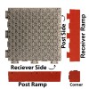 VersaCourt Pickleball Court Tile Edge Reducer 3/4 Inch 2x10 Inches Pack of 10 gray full tile with reducer and corner labeled