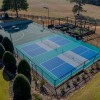 VersaCourt Pickleball Performance Court Tile 3/4 Inch x 10.13x10.13 Inches double court in royal blue and emerald green