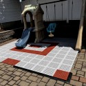 staylock outdoor tiles under swing set showing corner piece
