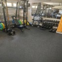 garage gym with interlocking rubber tiles