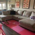 customer review photo with foam mats in living room