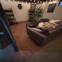 wood grain foam tiles in basement