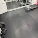 basement home gym with rubber tiles