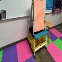 colorful foam mats in classroom