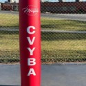 red pole padding with custom graphics for sports