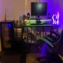 gaming desk set up with foam tiles