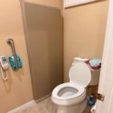 tan wall pads in bathroom for elderly