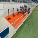 orange tiles for box seating area
