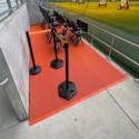sport tiles in orange for sports seating area