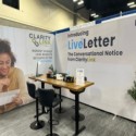 trade show booth with wood grain foam tiles