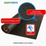 Rubber Flooring Rolls 8 mm Black 4 x 30 Ft