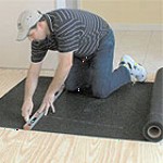 Sound flooring underlayment is available in rubber and cork rolls.