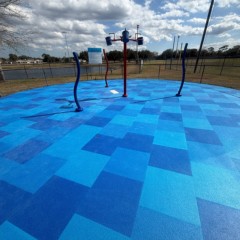 AquaTile Aquatic Flooring 3/8 Inch x 2x2 Ft. coastal colors splashpad install