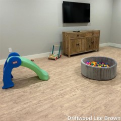 driftwood lite brown Foam Tiles Wood Grain 7/16 Inch x 2x2 Ft. basement playrooom install