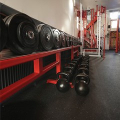ForceFit West Athletic Rolled Rubber Black 6 mm x 4 Ft. Wide Per SF with weight rack