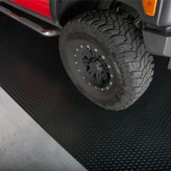 G-Floor Diamond Tread Garage Floor Roll 75 Mil x 8.6x24 Ft. truck parked on midnight black