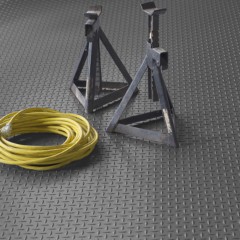  G-Floor Diamond Tread Vinyl Multipurpose Roll 75 Mil x 5x10 Ft. in slate gray with jackstand and cord.
