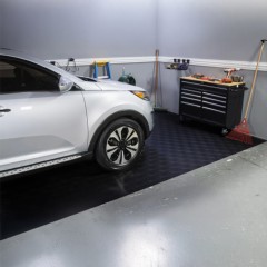  G-Floor Levant Tread Garage Floor Roll 55 Mil x 7.6x17 Ft. SUV parked on Midnight black