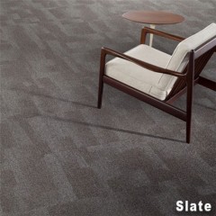 Replicate Commercial Carpet Tile .31 Inch x 50x50 cm per Tile Dark Slate with Chair