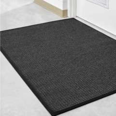 Charcoal Aqua Block Carpet Entrance Mat 24.25x34.5 Inches installed at business entrance