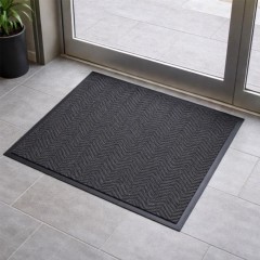 Chevron Carpet Indoor Entrance Mat 4x6 Ft. Charcoal mat in doorway