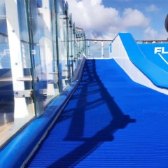 Heronwalk Wet Area Matting Roll 3x40 Ft. in Ocean Blue in walkway