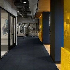 Action Sport Rubber Gym Tile Black 1 Inch x 2x2 Ft. in hallway