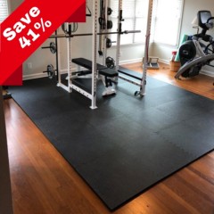 Pebble Top Home Gym Floor Mats Workout Room Tiles under equipment thumb